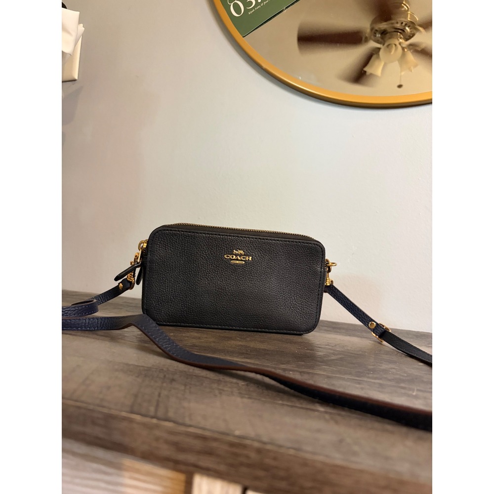 Coach Kira Crossbody Bag Black Pebbled Leather Gold Hardware - Picture 3 of 8